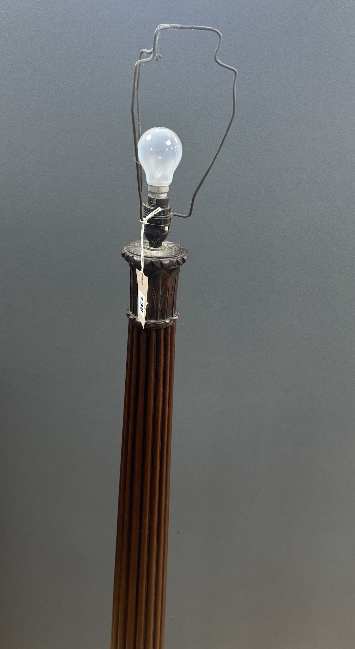 A George III mahogany bedpost lamp standard, height 141cm